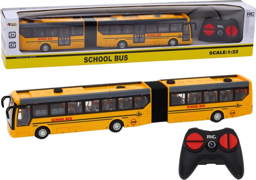 LeanToys Autobus Szkolny Bus Zdalnie Sterowany Przegubowy RC 1:32 Żółty
