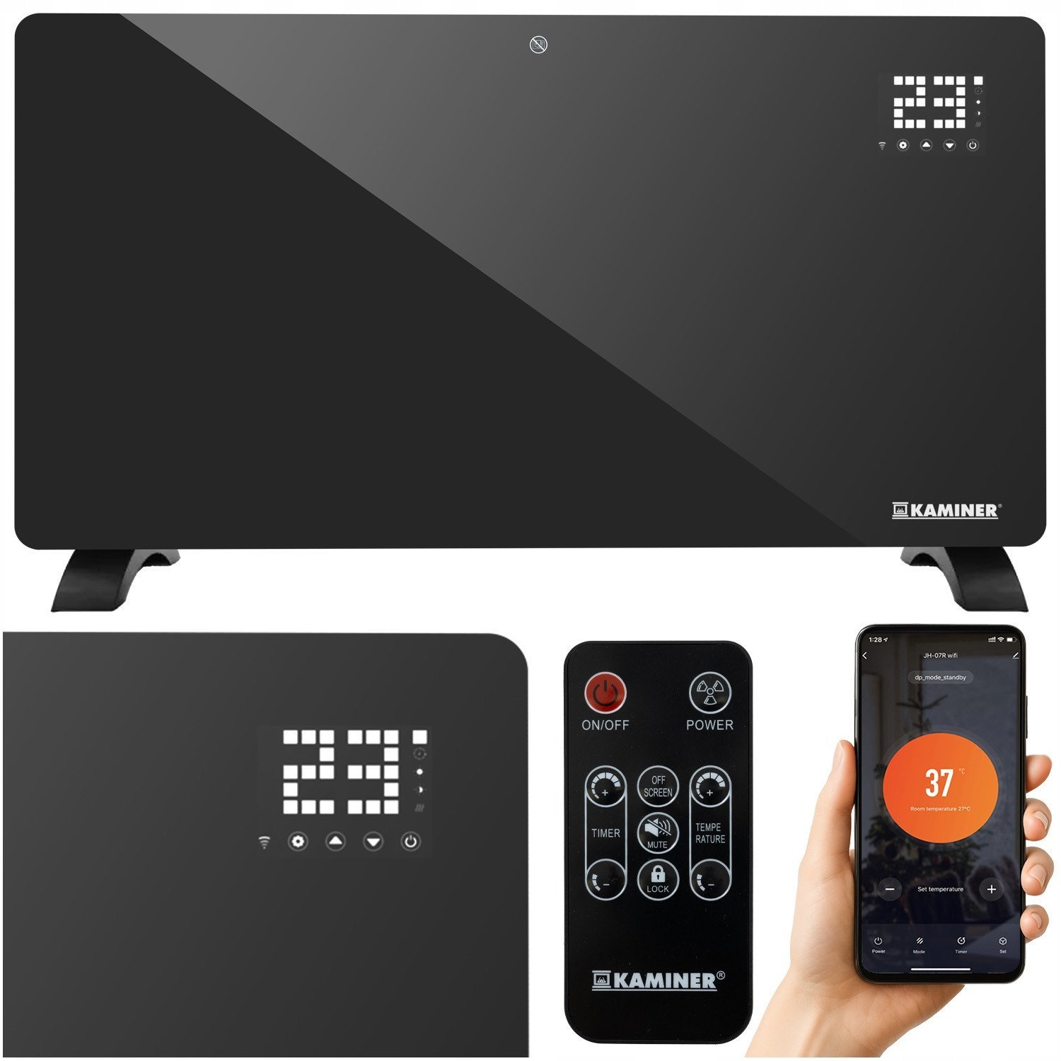 Grzejnik elektryczny szklany Zelva Kaminer 26572