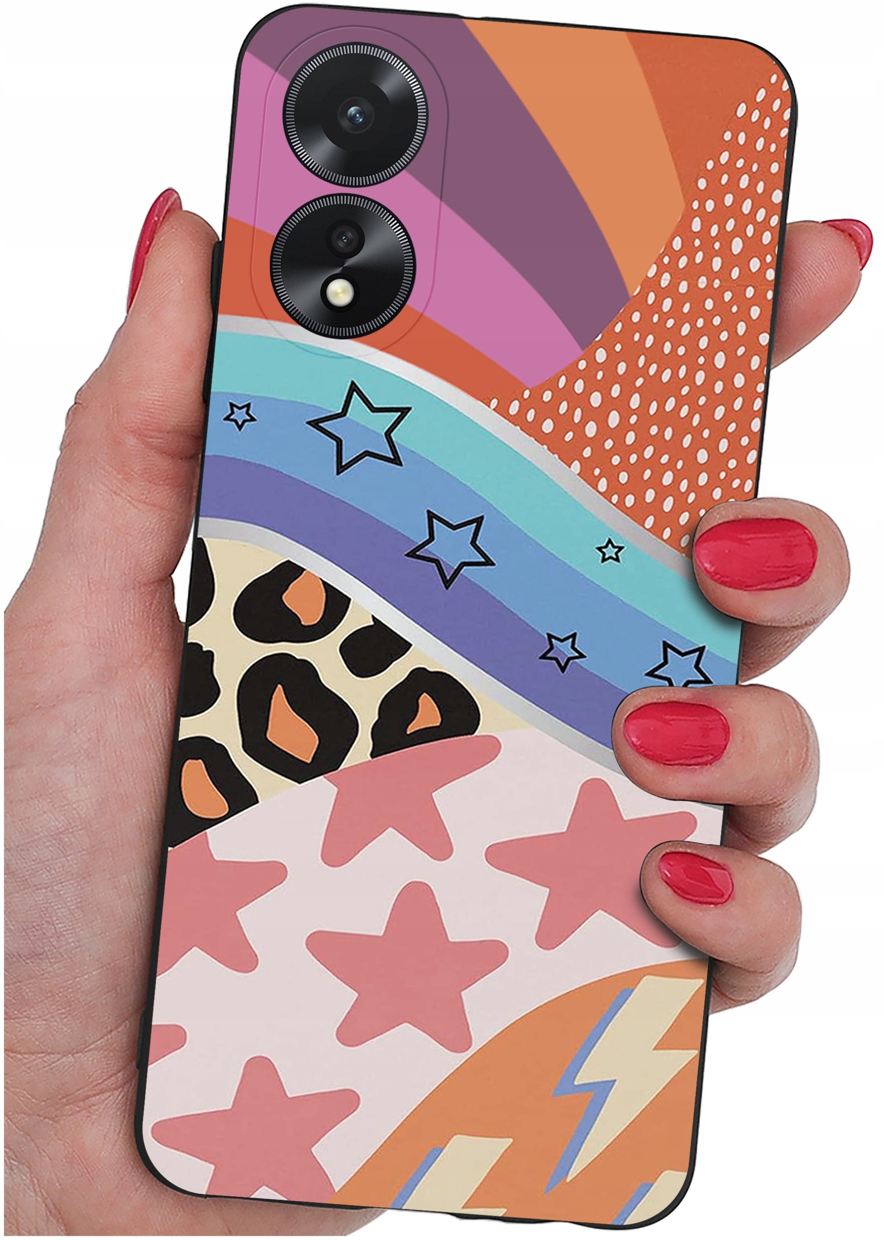 ETUI do Oppo A38 4G WZORY |SILIKONOWE MATT CASE + SZKŁO 9H