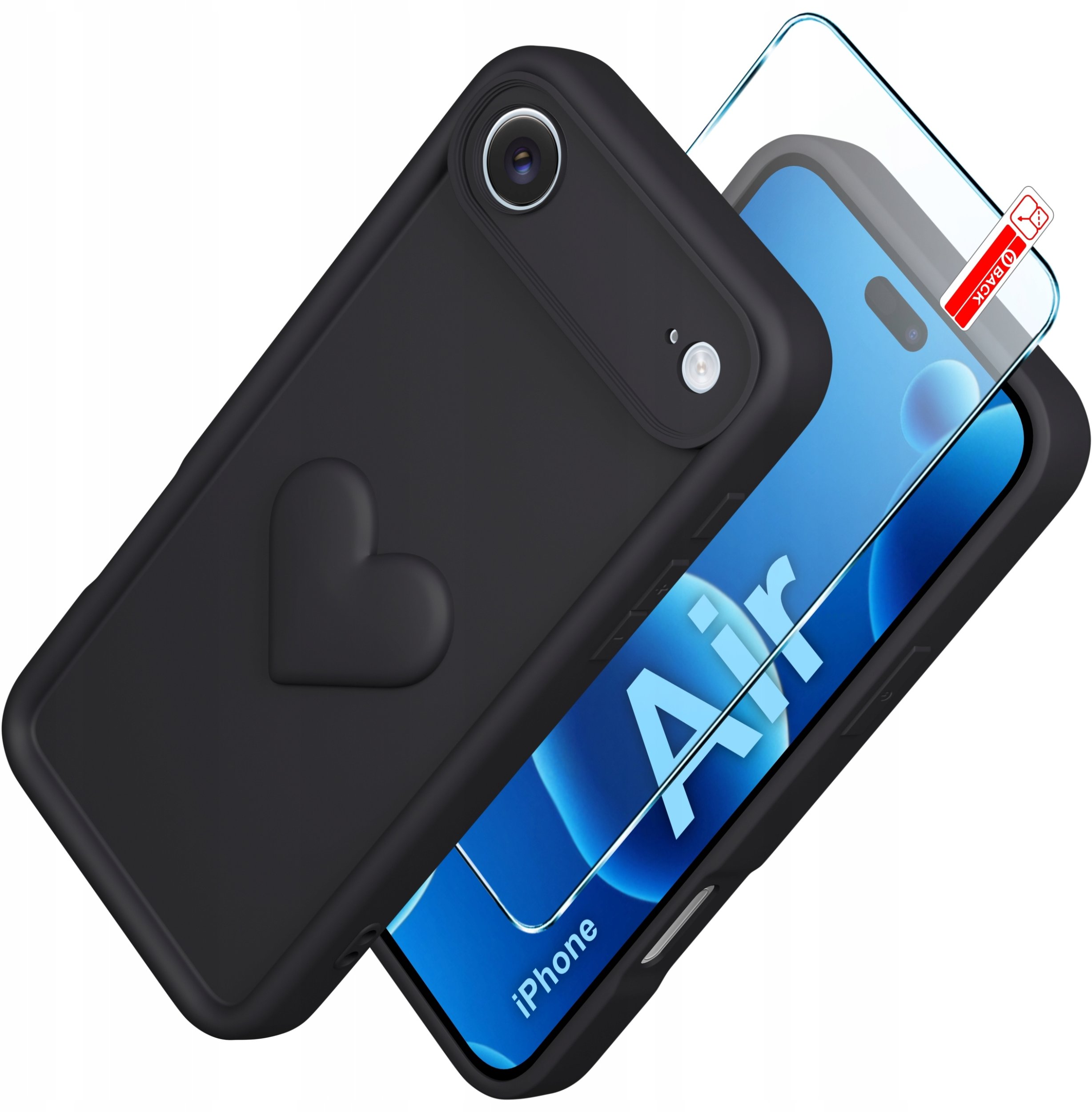 Etui do iPhone Air CASE silikonowe MATOWE serce + Szkło ochronne 9H