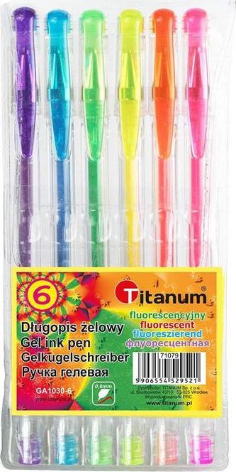Titanum Długopisy żelowe fluorescencyjne 6szt.