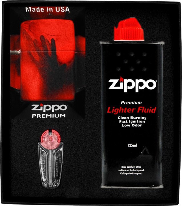 Zestaw ZIPPO Zapalniczka CREEPY SKULL AND HAND DESIGN Prezentowy No1
