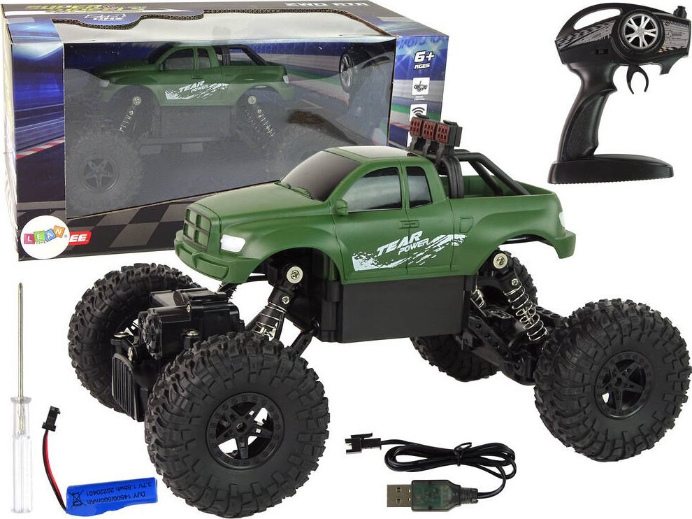 LeanToys Zdalnie Sterowane Auto R/C 2.4 GHz 1:18 Zielone