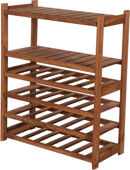 Wamar-Sosenka Regał drewniany do spiżarni LSR P2W4S0 Brązowy Półki proste 2 szt, Półki na wino 4 szt, Drewno sosnowe