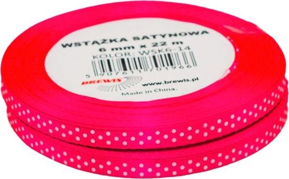 BREWIS Wstążka satynowa BREWIS kropki 6mm/22m kolor 14 Brewis