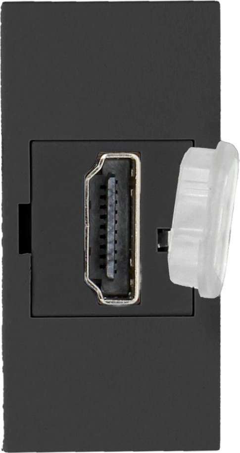 Orno NOEN HDMI, gniazdo modułowe 22,5x45mm HDMI z zaślepką zabezpieczającą, czarne