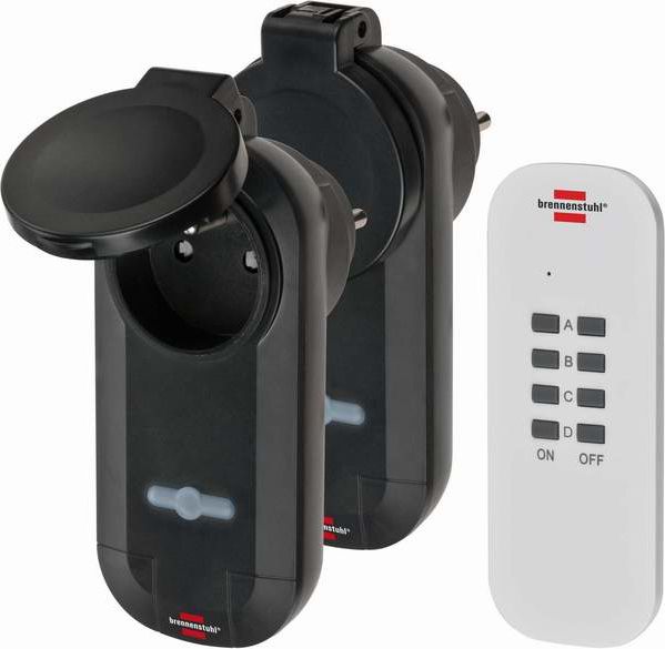 Brennenstuhl Zestaw bezprzewodowych gniazd sterowanych pilotem 2szt. IP44 1000W RC CE1 0201 1507031