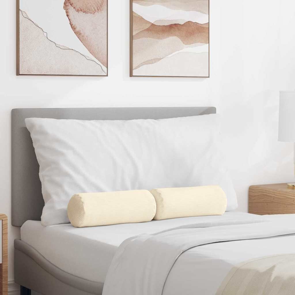 vidaXL Poduszki Wałkowe 2 pcs Kremowy 15 x 40 cm Tkanina sztruksowa