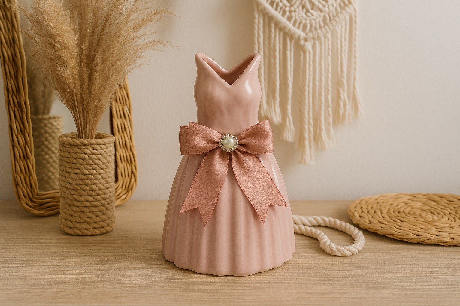 Wazon ceramiczny Sukienka różowa