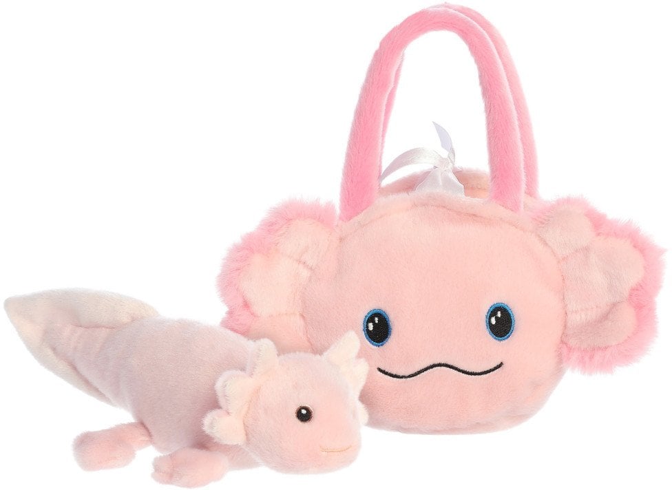 AURORA Fancy Pals plush toy axolotl in a bag, 20 cm