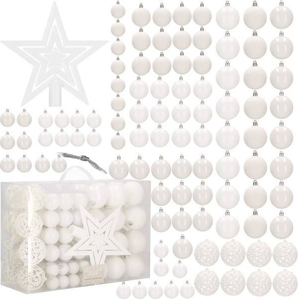 Springos Bombki choinkowe 100 szt. biały zestaw choinkowy UNIWERSALNY