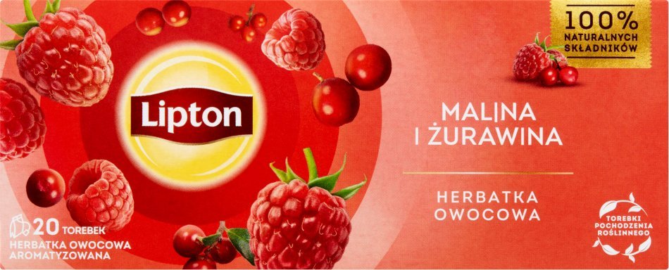 Lipton Herbatka owocowa malina i żurawina 20 torebek