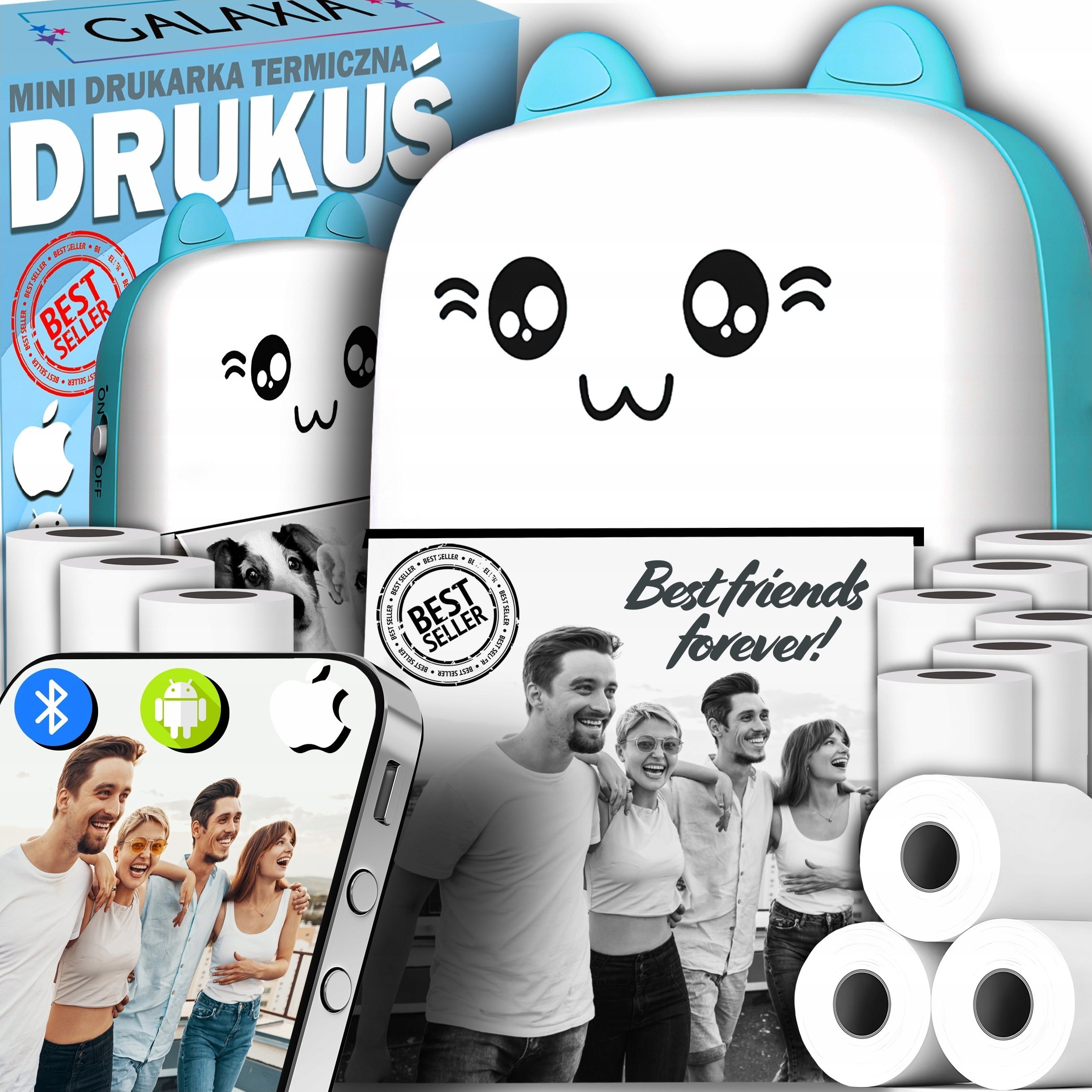 Drukarka fotograficzna GALAXIA DRUKUŚ Mini Drukarka Termiczna Do Zdjęć Przenośna