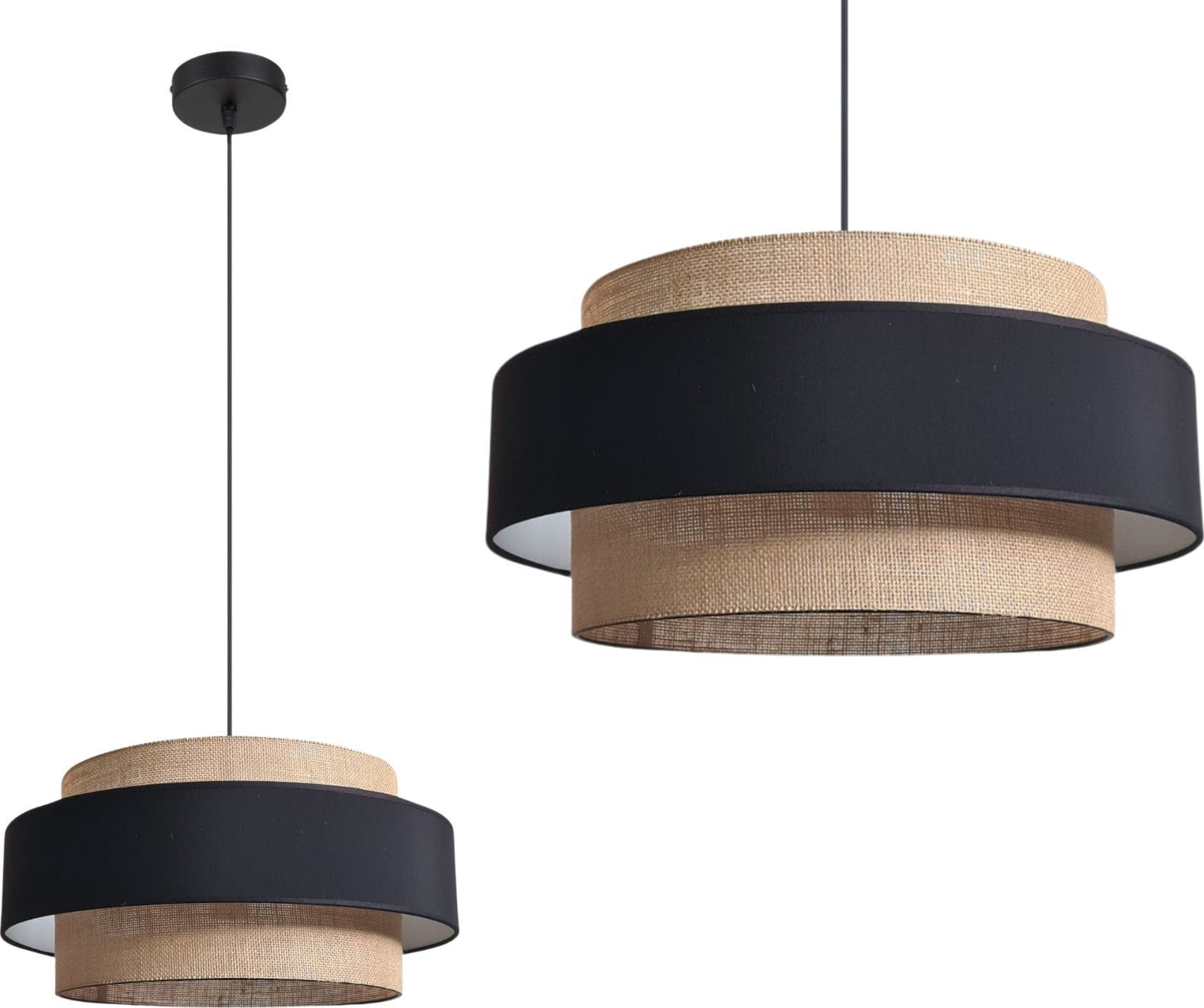 Lampa wisząca Solar Lampa BOHO wisząca nad stół len i czerń