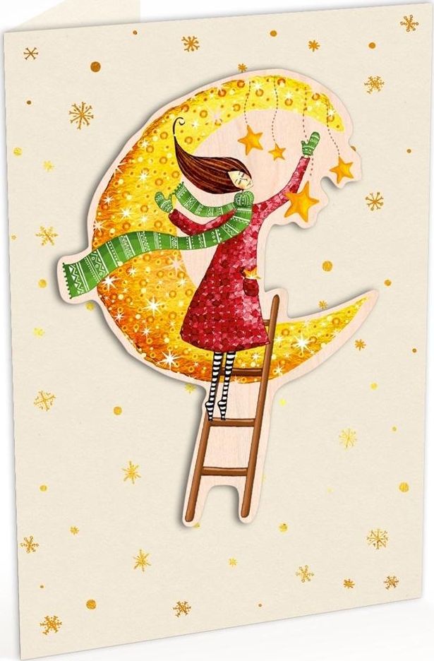 Cozywood Karnet C6 naklejany + kop. Święta Kob. i księżyc