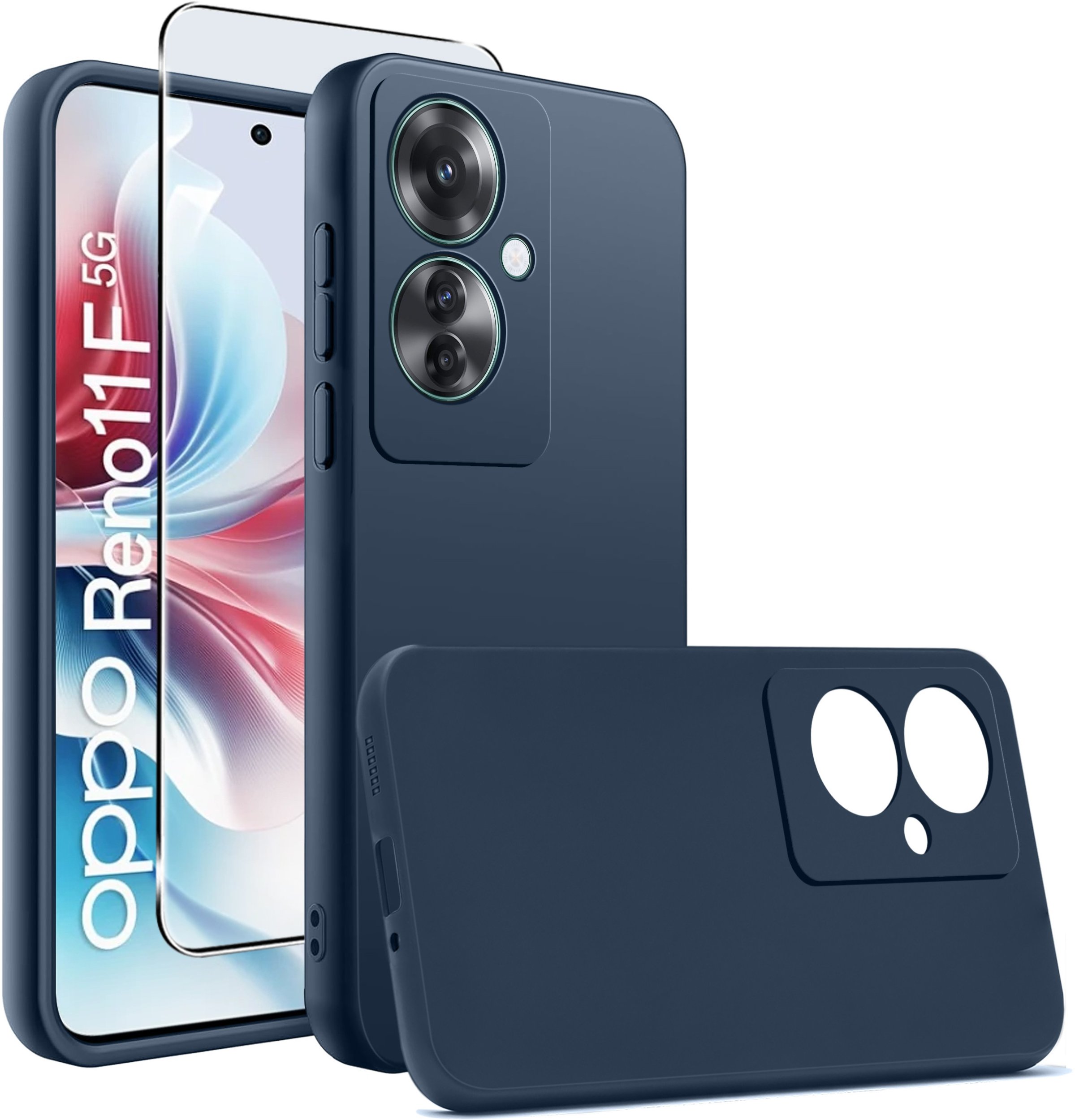 Etui do Reno11 F 5G silikonowe MATOWE CZARNE + Szkło ochronne na ekran 9H