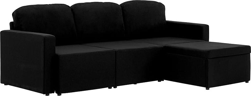 Elior Rozkładana sofa modułowa czarna tkanina - Lanpara 4Q