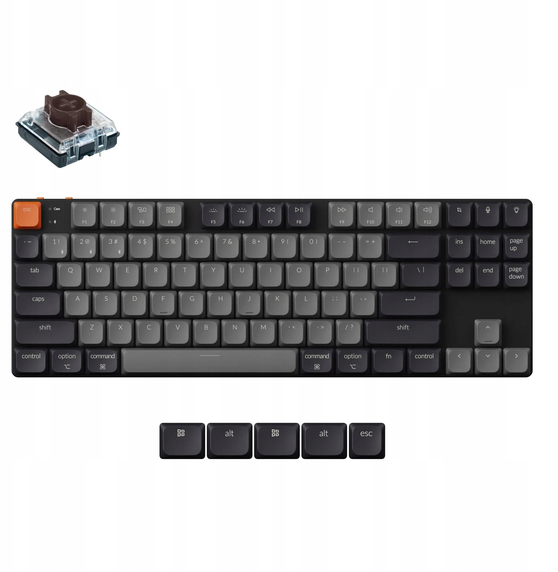 Keychron - K1 QMK Wireless Mechanical Keyboard (Version 6) White Backlight / Keychron Low Profile 2.0 Mechanical / Brown