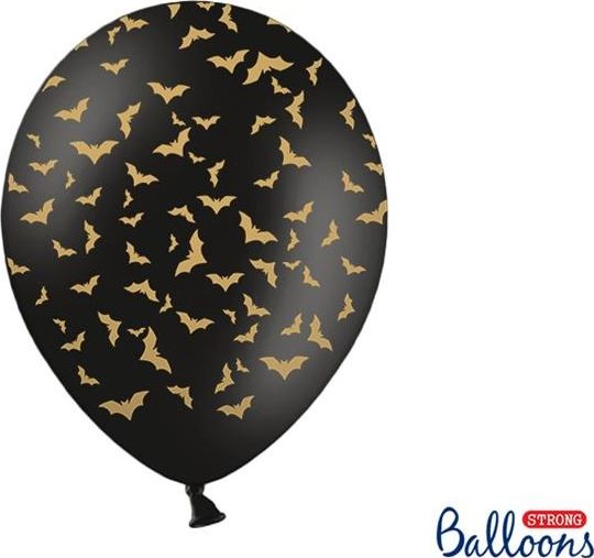Party Deco Balony Halloween - Nietoperze, czarny pastelowy, 30cm, 6 szt. uniwersalny