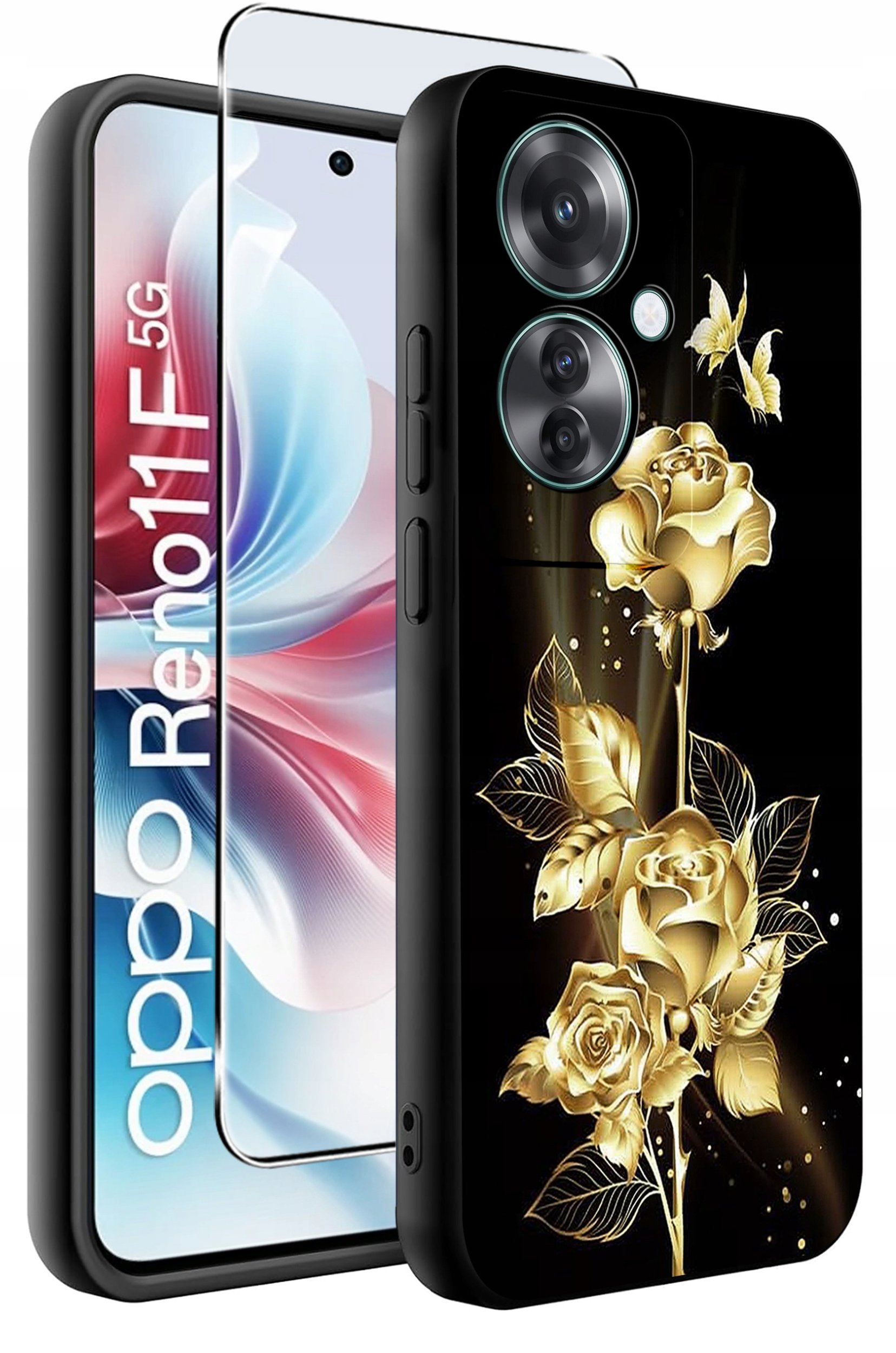 ETUI do Oppo Reno11 F 5G WZORY | SILIKONOWE MATT CASE + SZKŁO HARTOWANE 9H