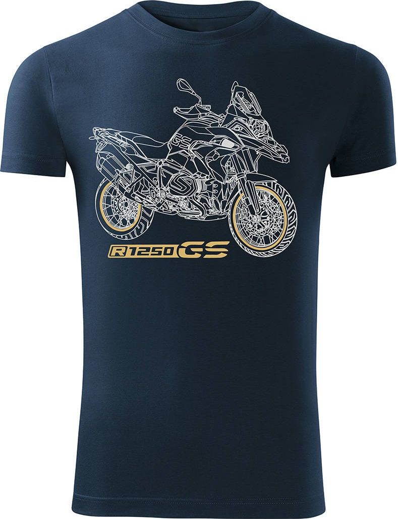 Topslang Koszulka motocyklowa z motocyklem BMW GS 1250 ADVENTURE męska granatowa SLIM XXL