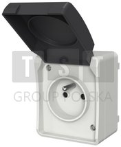 40114 Gniazdo pojedyncze z uziemieniem natynkowe z klapką Aqua Plus IP54 szaro grafitowe 40114