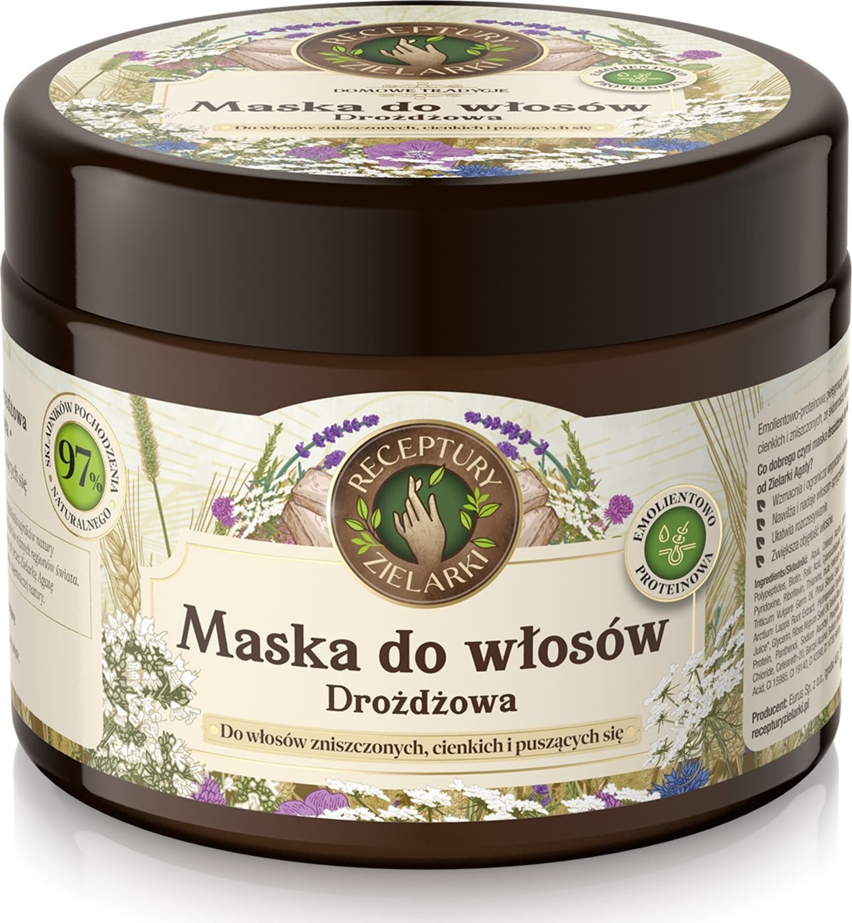 Barwa RECEPTURY ZIELARKI Domowe Tradycje Maska drożdżowa do włosów zniszczonych,cienkich i puszących się 300ml