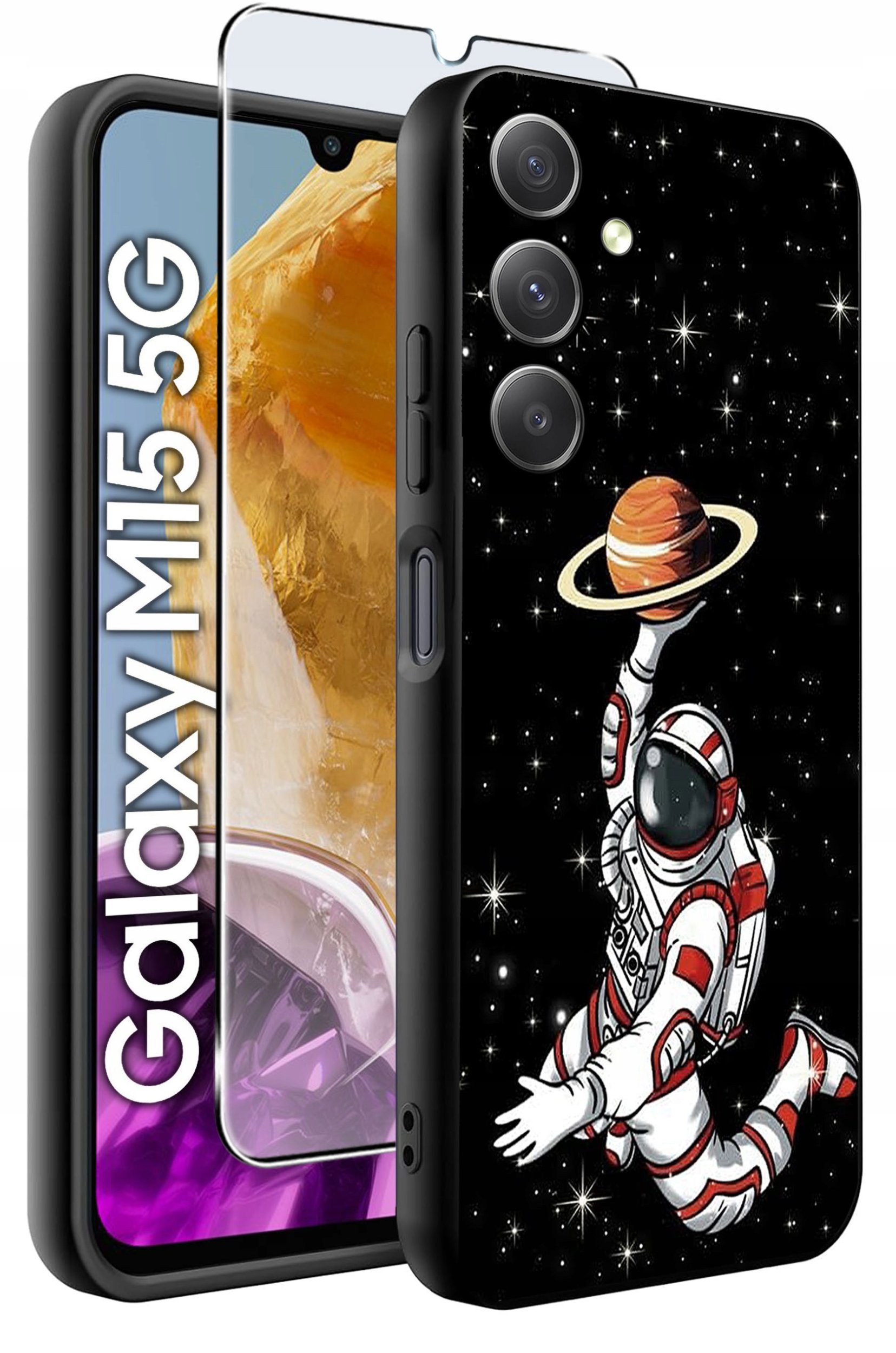 ETUI do Samsung M15 5G WZORY | SILIKONOWE MATT CASE + SZKŁO HARTOWANE 9H