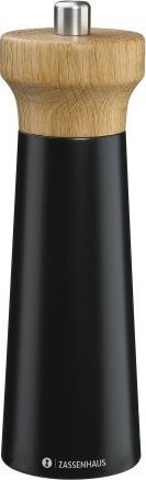 Młynek do przypraw Zassenhaus Młynek do soli, drewno bukowe/drewno dębowe, śred. 5,5 x 18 cm, czarny/naturalny / Zassenhaus