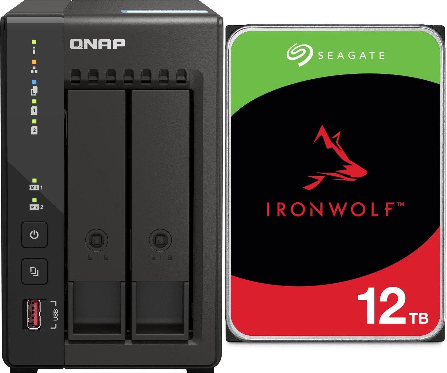 Serwer plików Qnap TS-253E-8G + Seagate IronWolf 12TB (ST12000VN0008)