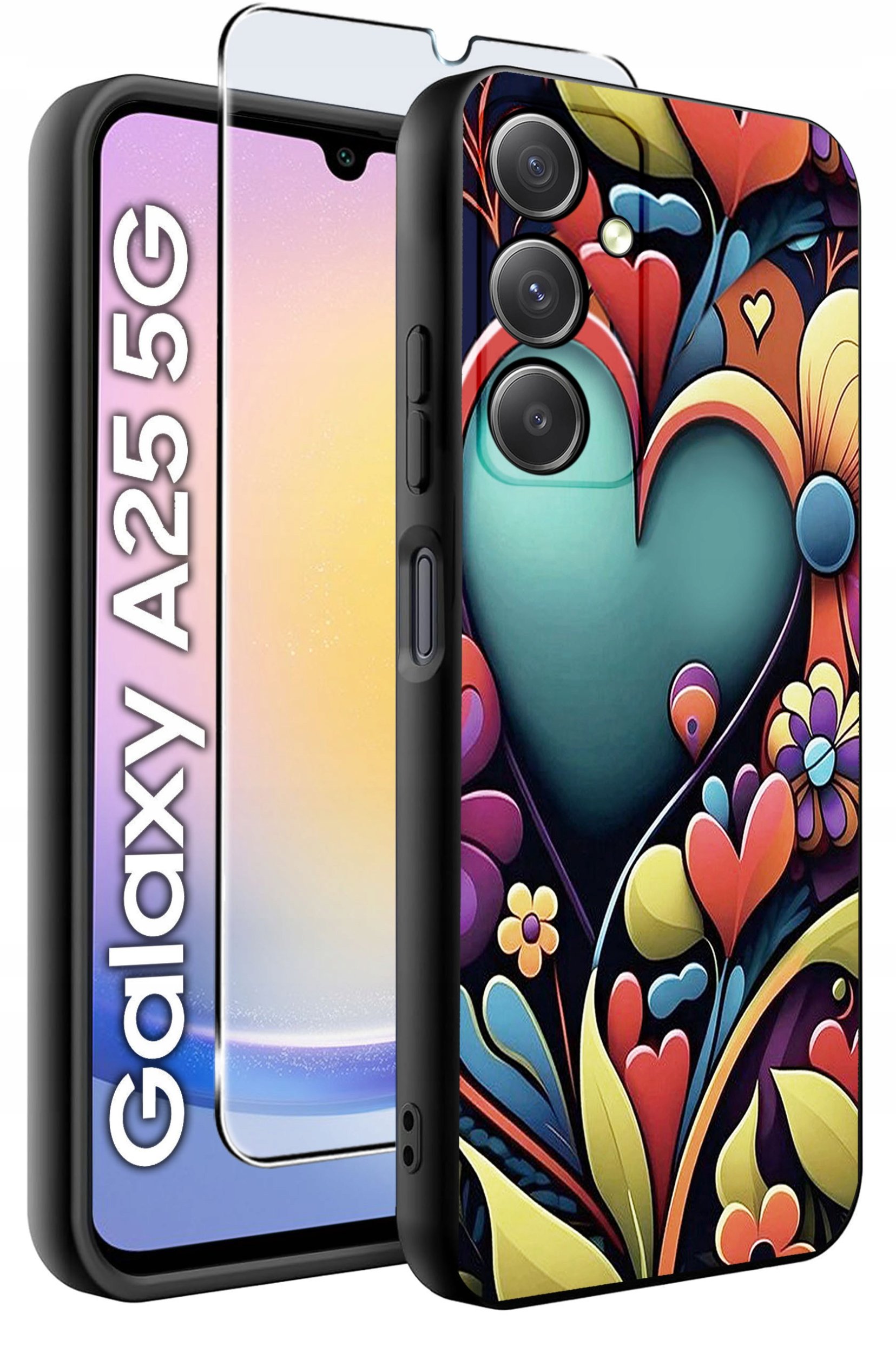 ETUI do Samsung A25 5G WZORY | SILIKONOWE MATT CASE + SZKŁO HARTOWANE 9H