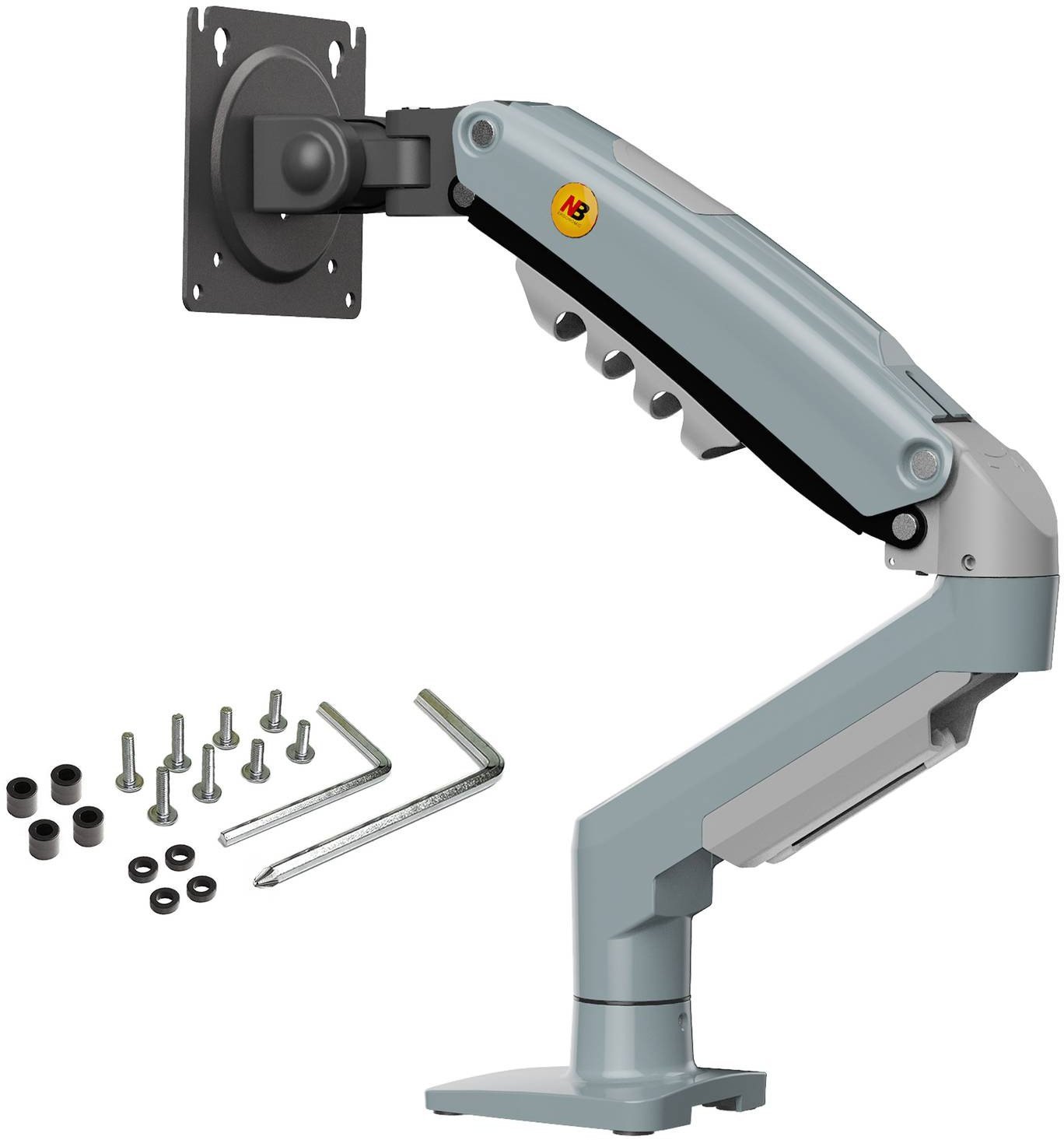 F80-XV Lake Blue Solidny Ergonomiczny Uchwyt do Monitora 17'-30' Regulacja 3D VESA PIVOT