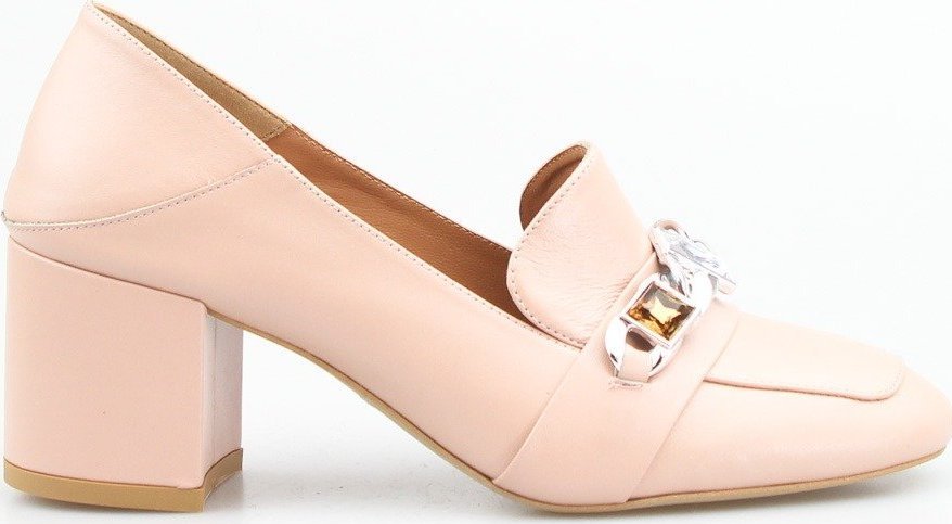 Victoria Gotti Czółenka skórzane z ozdobą beżowe Victoria Gotti-40