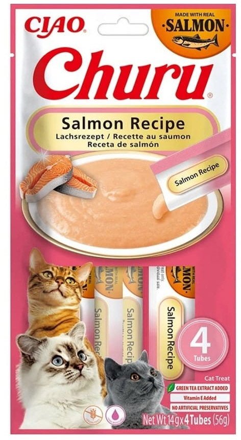 INABA CAT CHURU SALMON RECPIE przysmak dla kota 4x14g (56g)