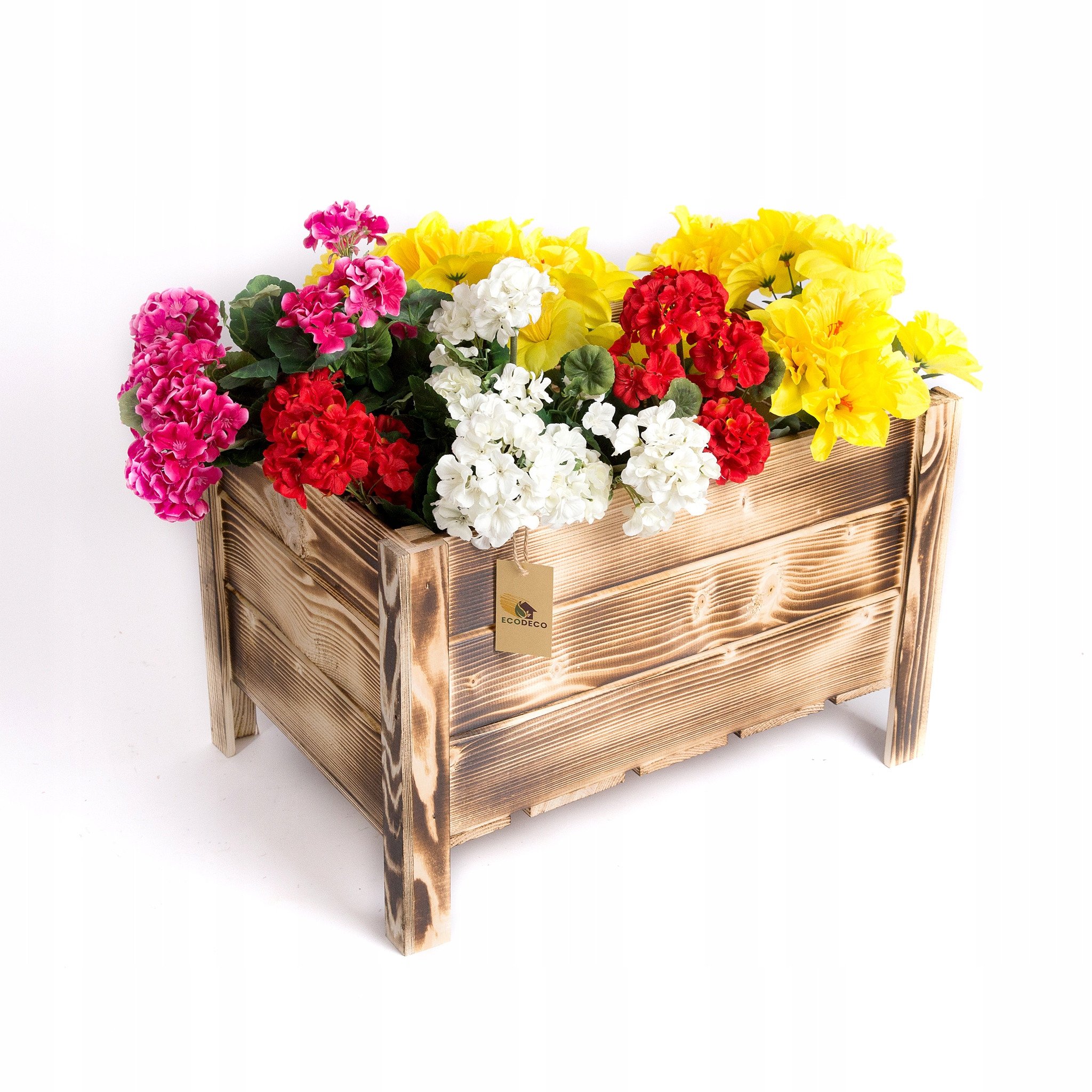 Kwietnik Skrzynia Donica Wkład Drewniana Opalana Na Kwiaty Rośliny Doniczka