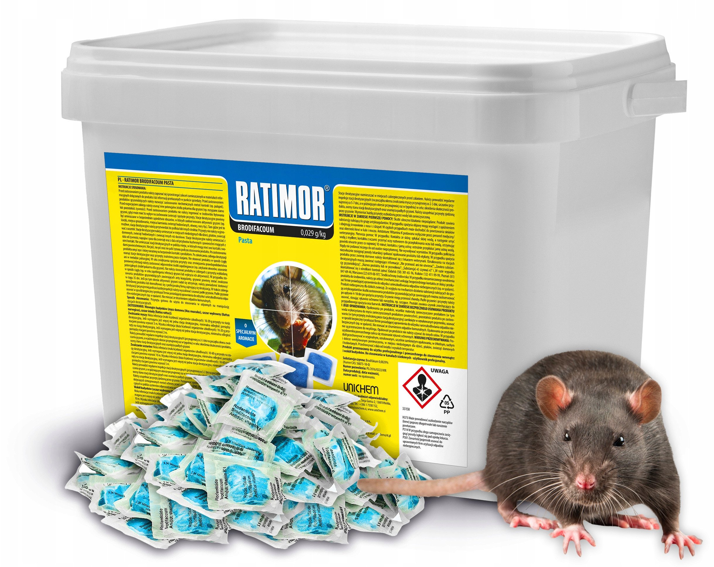 Trutka na Myszy i Szczury Niebieska Pasta Brodifakum 4,5kg Ratimor Trucizna Środek Gryzoniobójczy Przeciw Myszom Szczurom Gryzoniom