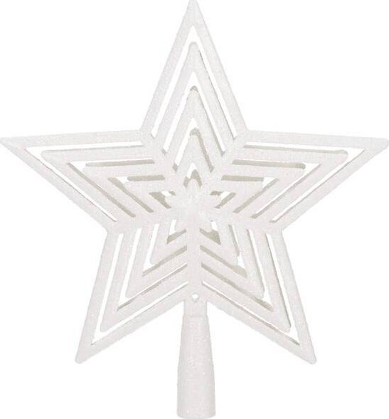 Springos Czubek na choinkę 23 cm szpic, ażurowa gwiazda biała brokatowa UNIWERSALNY