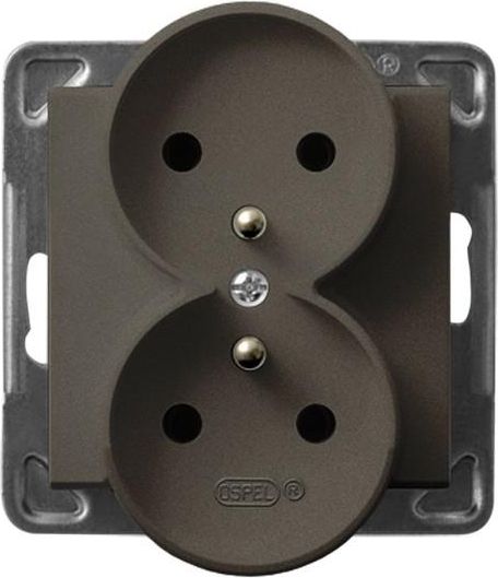 Ospel Gniazdo Sonata podwójne z uziemieniem czekoladowy metalik (GP-2RRZ/m/40)