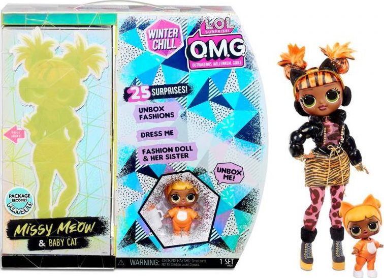 MGA Lalka Missy Meow i Baby Cat Lol Suprise Omg Winter Chill (570271)