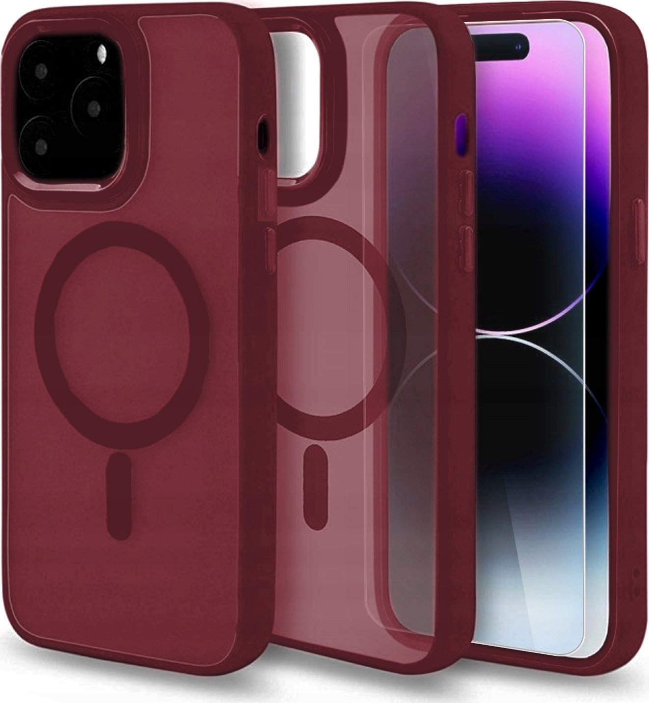 Hello Case Etui MagSafe do Apple iPhone 15 Pro (Czerwone, Pancerne, Matowe) SZKŁO 9H