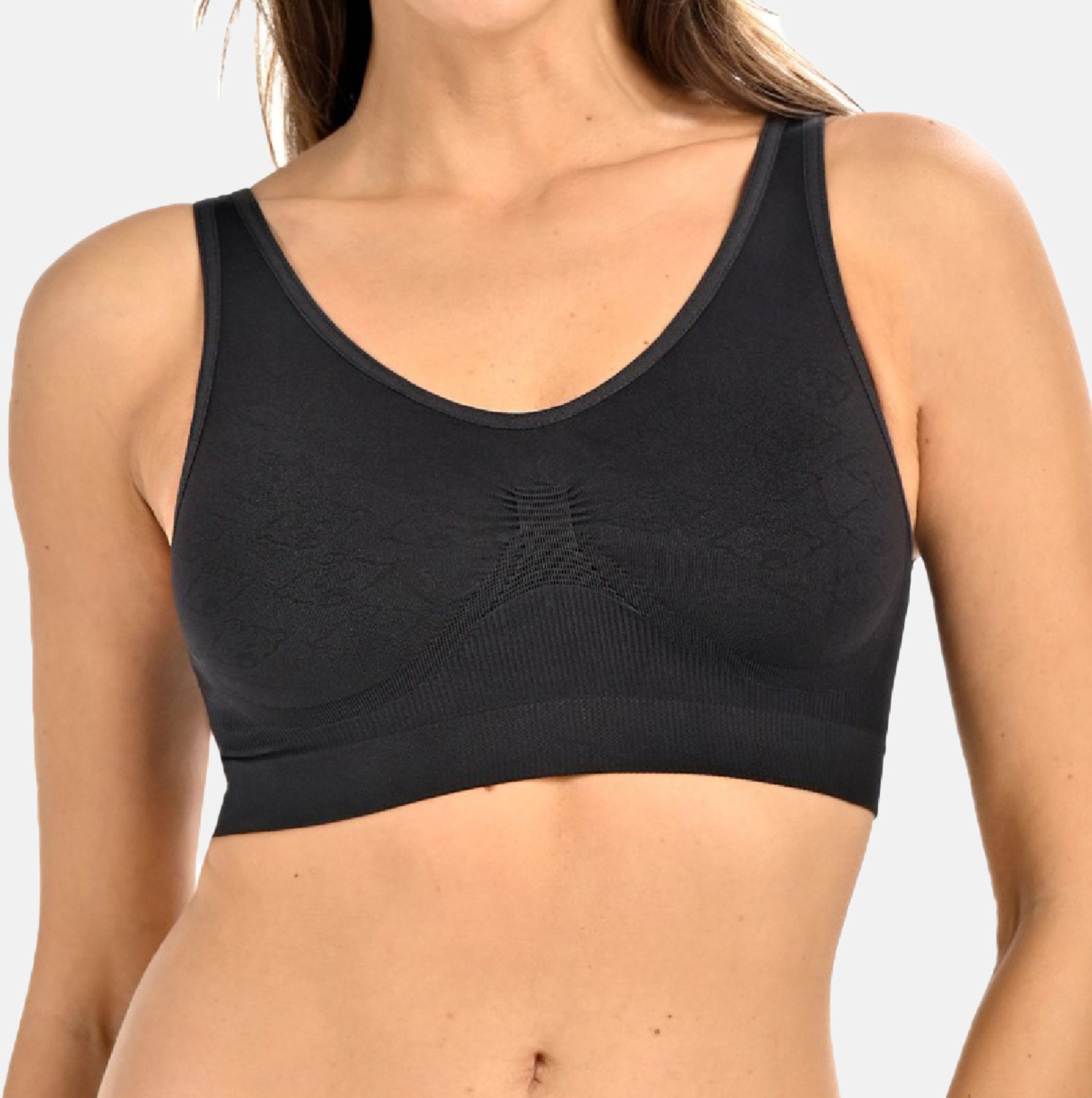 Bezszwowy top damski do karmienia Charlotte czarny Czarny L/XL