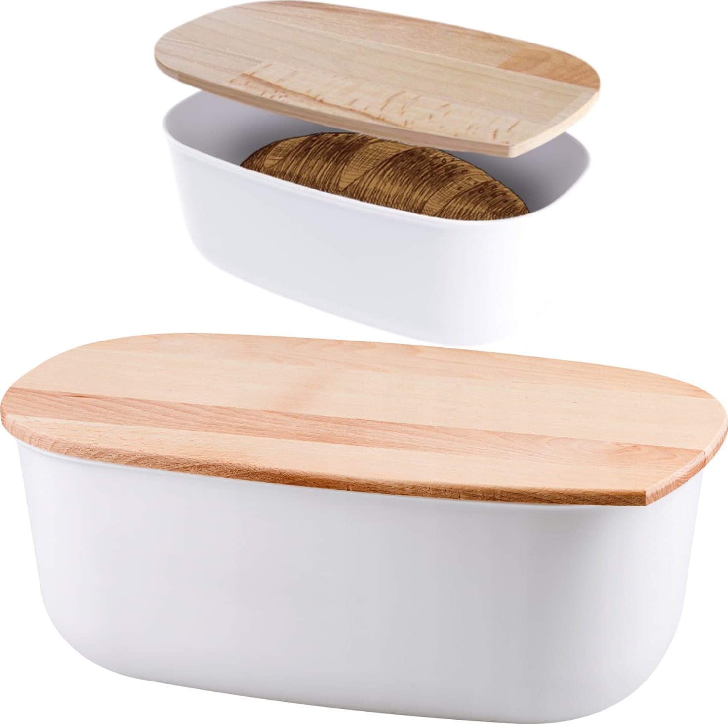 Chlebak ProNice CHLEBAK POJEMNIK NA CHLEB PIECZYWO BIAŁY BUKOWY