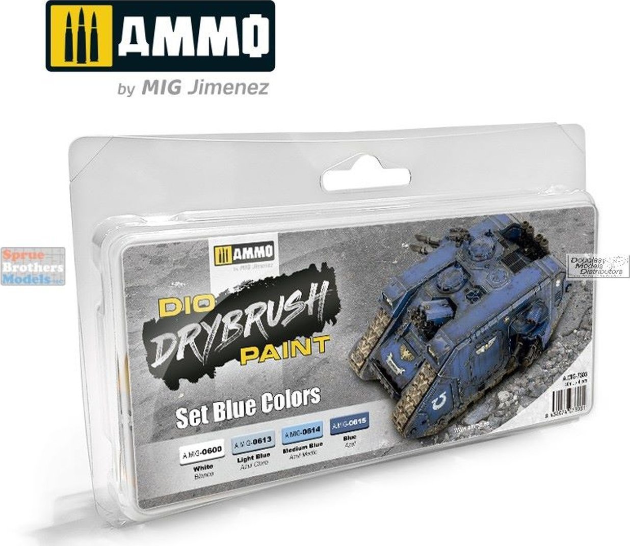 Vallejo Ammo: DIO Drybrush Paint - Set Blue Colors