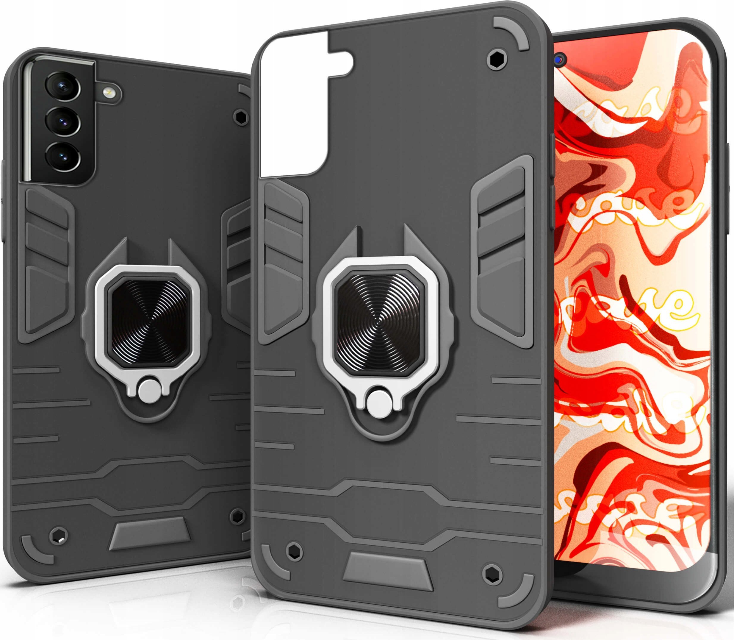 Hello Case ETUI PANCERNE DO SAMSUNG GALAXY S21 PLUS CZARNE OBUDOWA ARMOR SZKŁO 9H