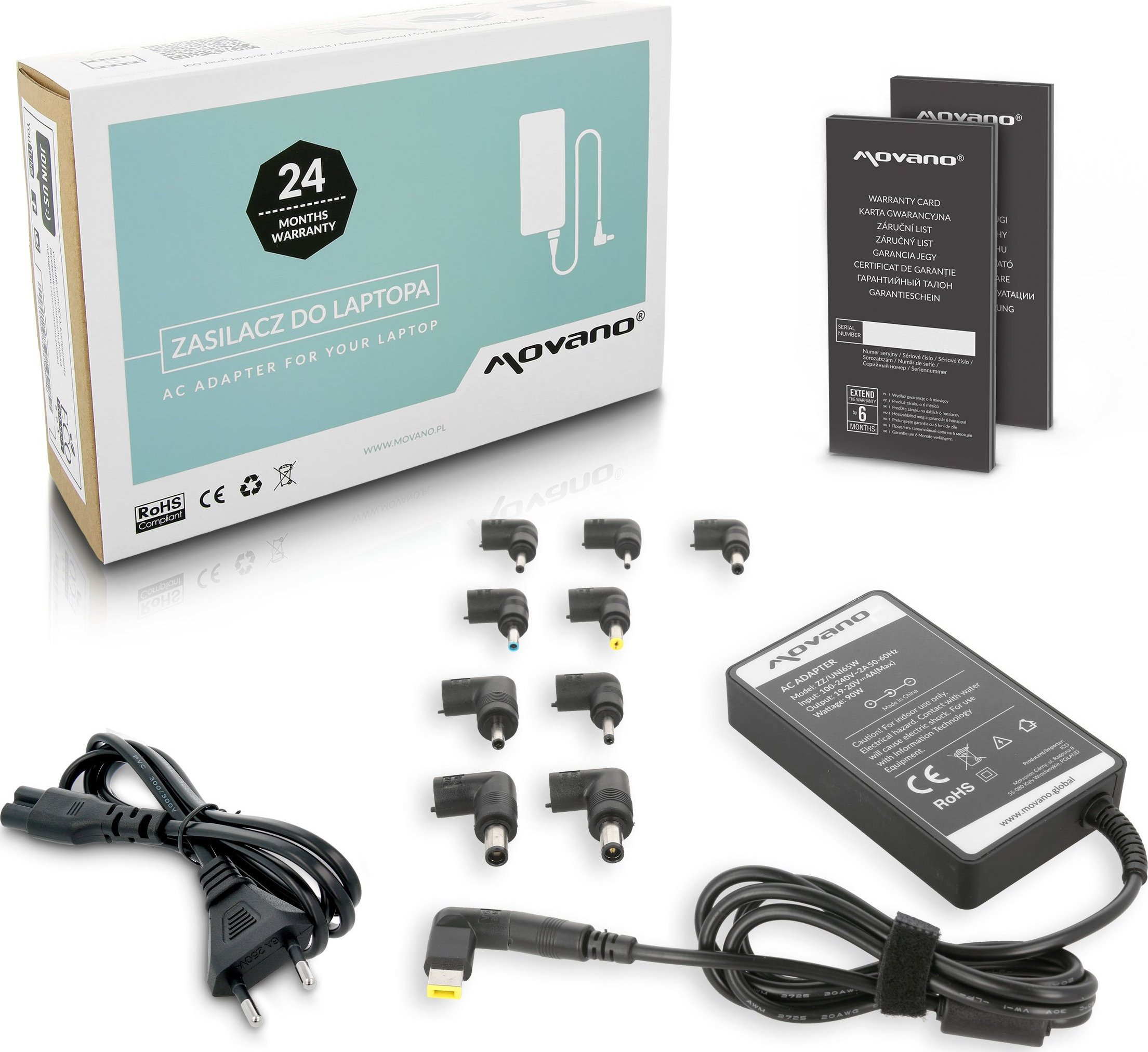 Zasilacz do laptopa Movano Zasilacz ładowarka uniwersalna 15-20v|65W|10wtyków
