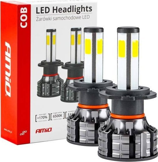 AMiO Żarówki samochodowe led cob 4side amio h7