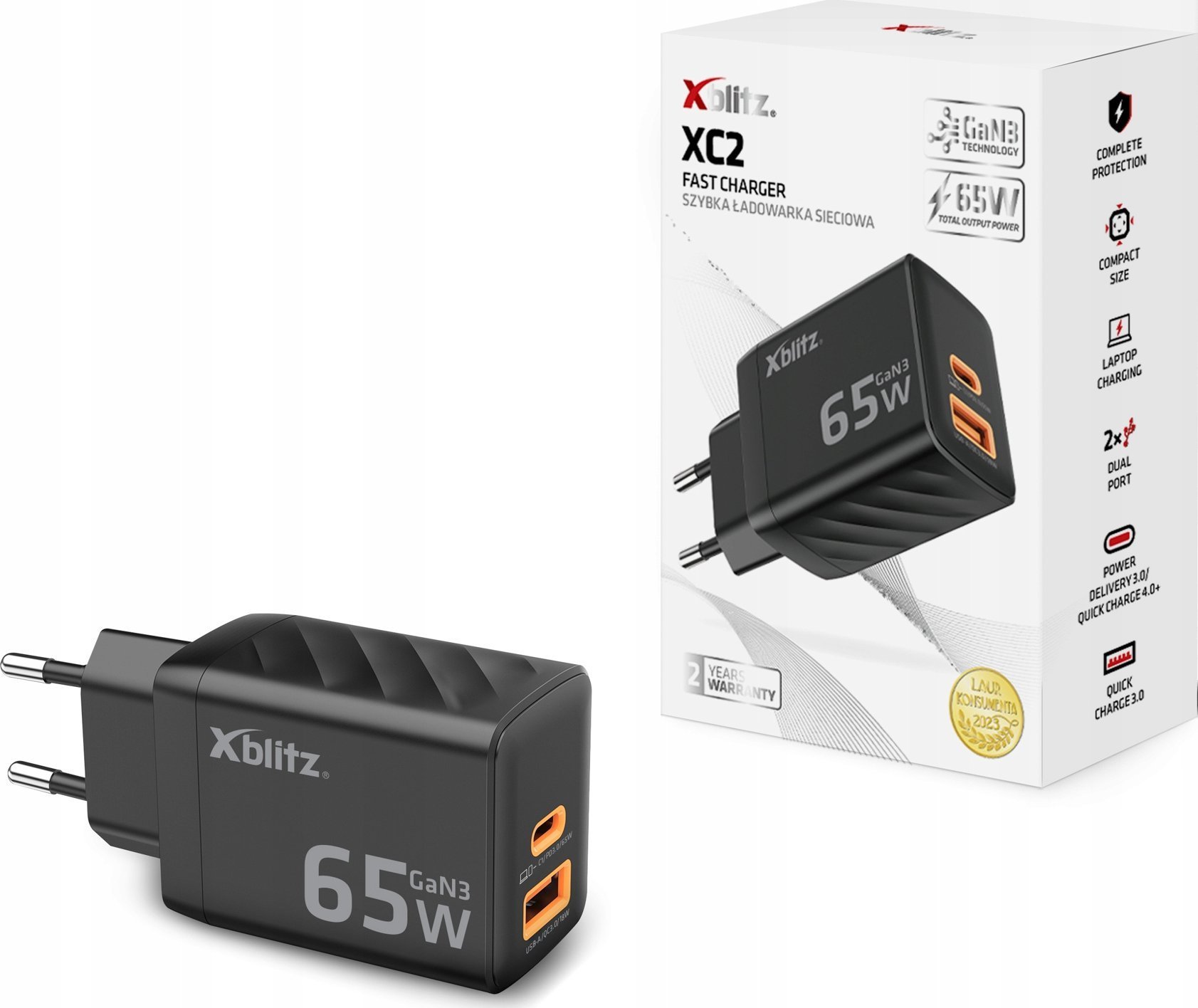 Ładowarka Xblitz Xblitz XC2 Ładowarka sieciowa PD65W GaN3