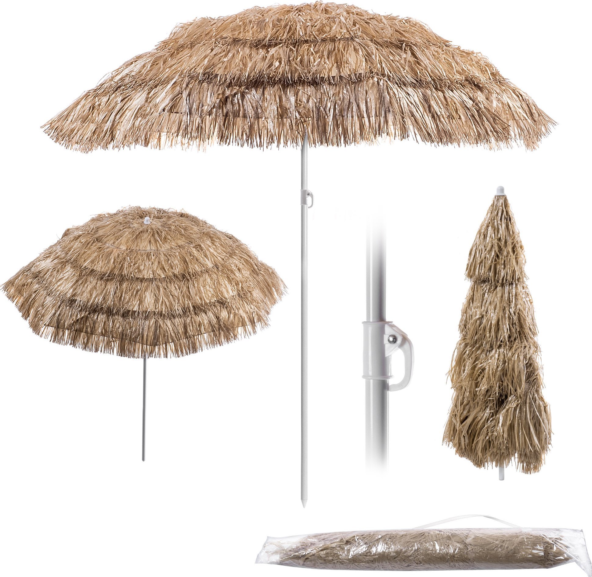 Kadax KADAX Parasol Ogrodowy Plażowy Hawajski Regulowany Składany Taras Balkon 155cm