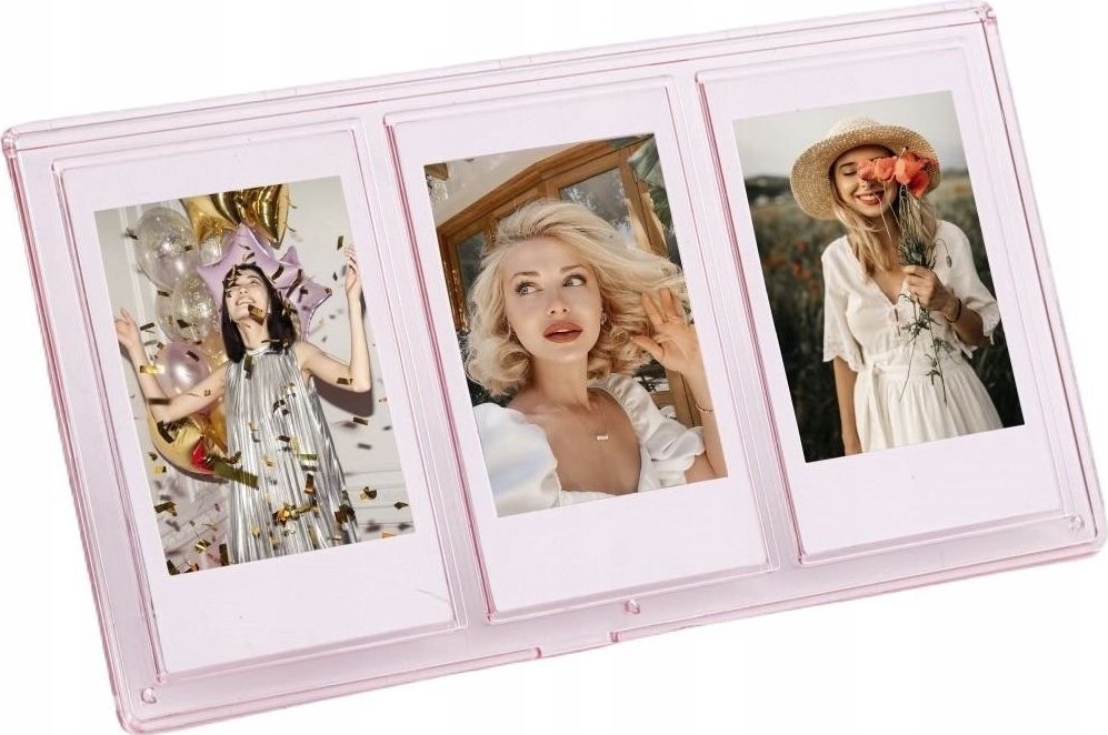 Ramka LoveInstant Ramka Stojąca Na 3 Zdjęcia Do Aparatów / Drukarek Drukujących Na Papierze Zink / Fuji Instax Mini - Różowa