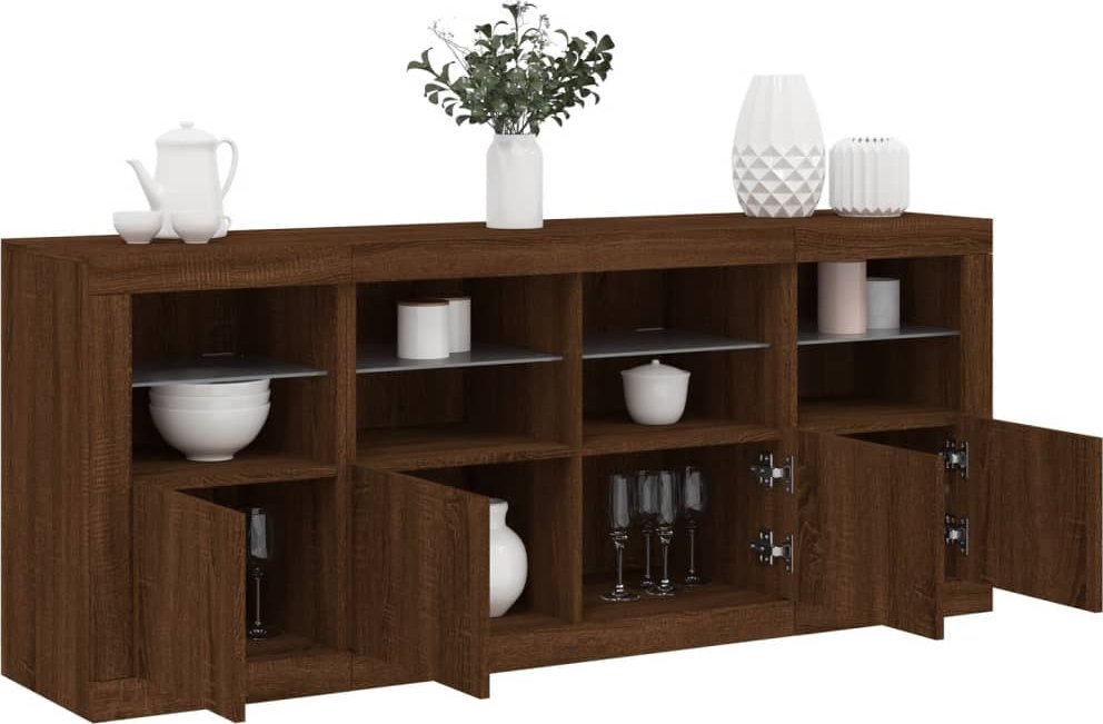 vidaXL Szafka z oświetleniem LED, brązowy dąb, 163x37x67 cm